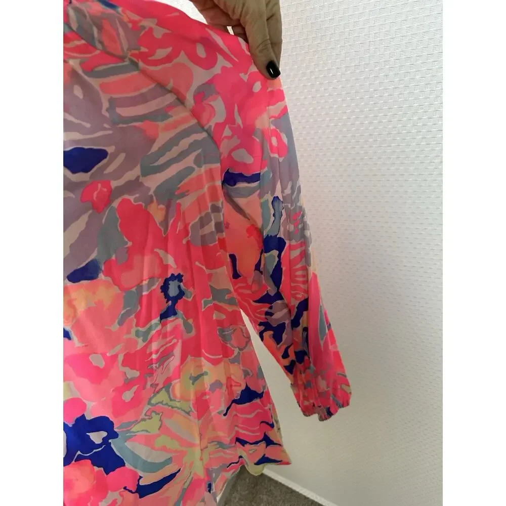 LILLY PULITZER Willa Peasant Blouse Hermosa Print Rayon New $128
